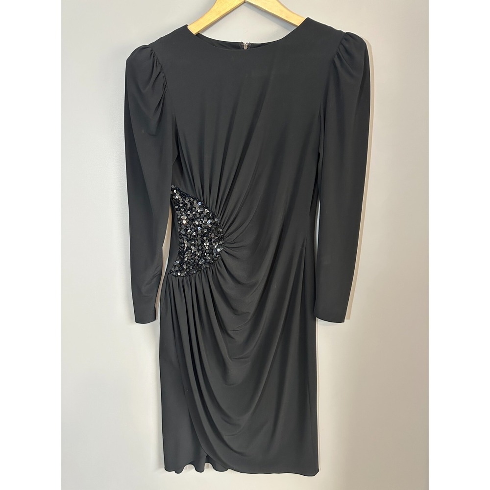 Rimini Vintage Saks 5th Ave Black‎ Dress Womens Size 6 Sequin 80s Glam Formal